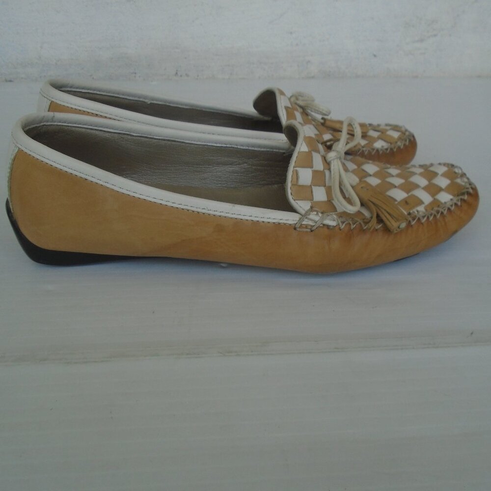 Robert Zur Womens Loafer Shoes Size 7.5 M Beige/White